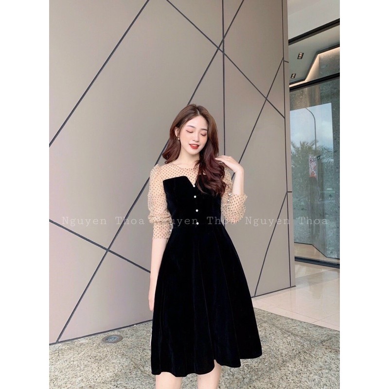 váy nhung phối cổ bi VNS0121024 | BigBuy360 - bigbuy360.vn