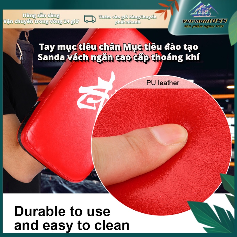 Hàng Hot Đệm đấm chân tay mục tiêu bằng da PU bền cho thực hành huấn luyện Boxing Kickboxing Hàng giao ngayVermont055
