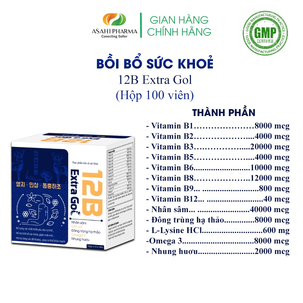 12B Extra Gol - giúp bổ sung dưỡng chất, tăng sức đề kháng, giảm mệt mỏi
