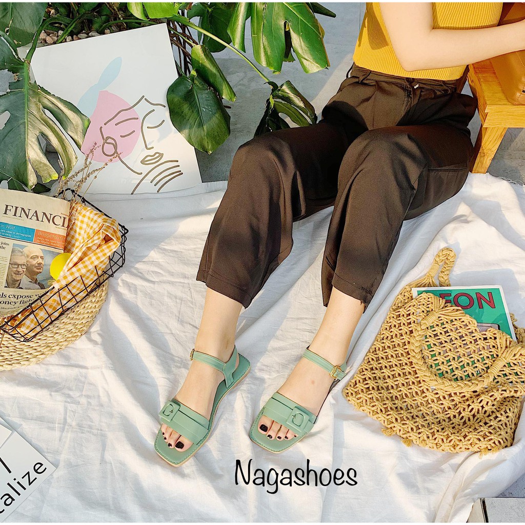 GIÀY SANDAL NAGASHOES QUAI NGANG KHÓA FULL MÀU NAS167