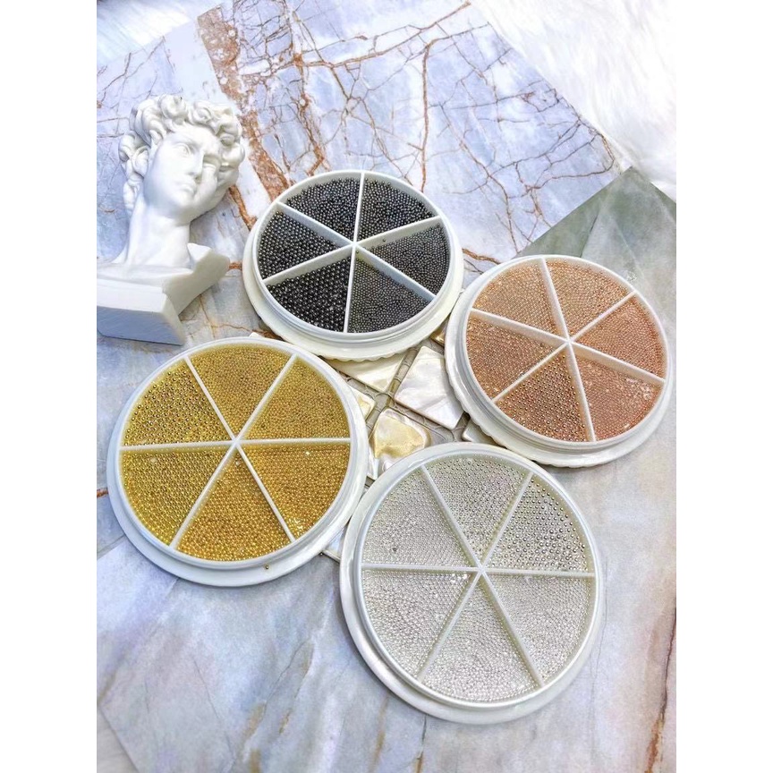 Khay bi tròn trang trí móng 1 khay 6 size