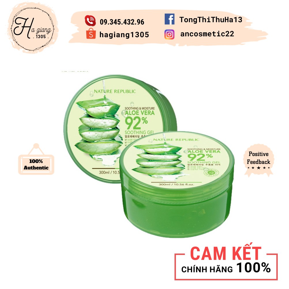 Gel lô hội Nature Republic Aloe Vera 92% Soothing Gel | Thế Giới Skin Care