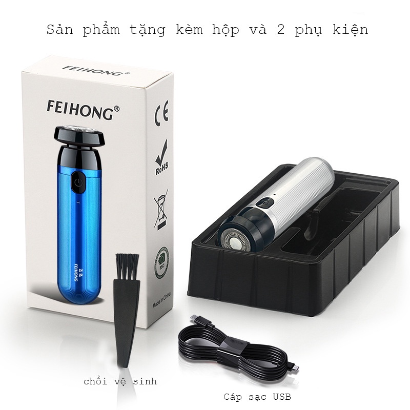 Dao cạo râu điện, Máy cạo râu mini nam nữ sạc pin feihong chính hãng, thiết kế sang trọng độc đáo