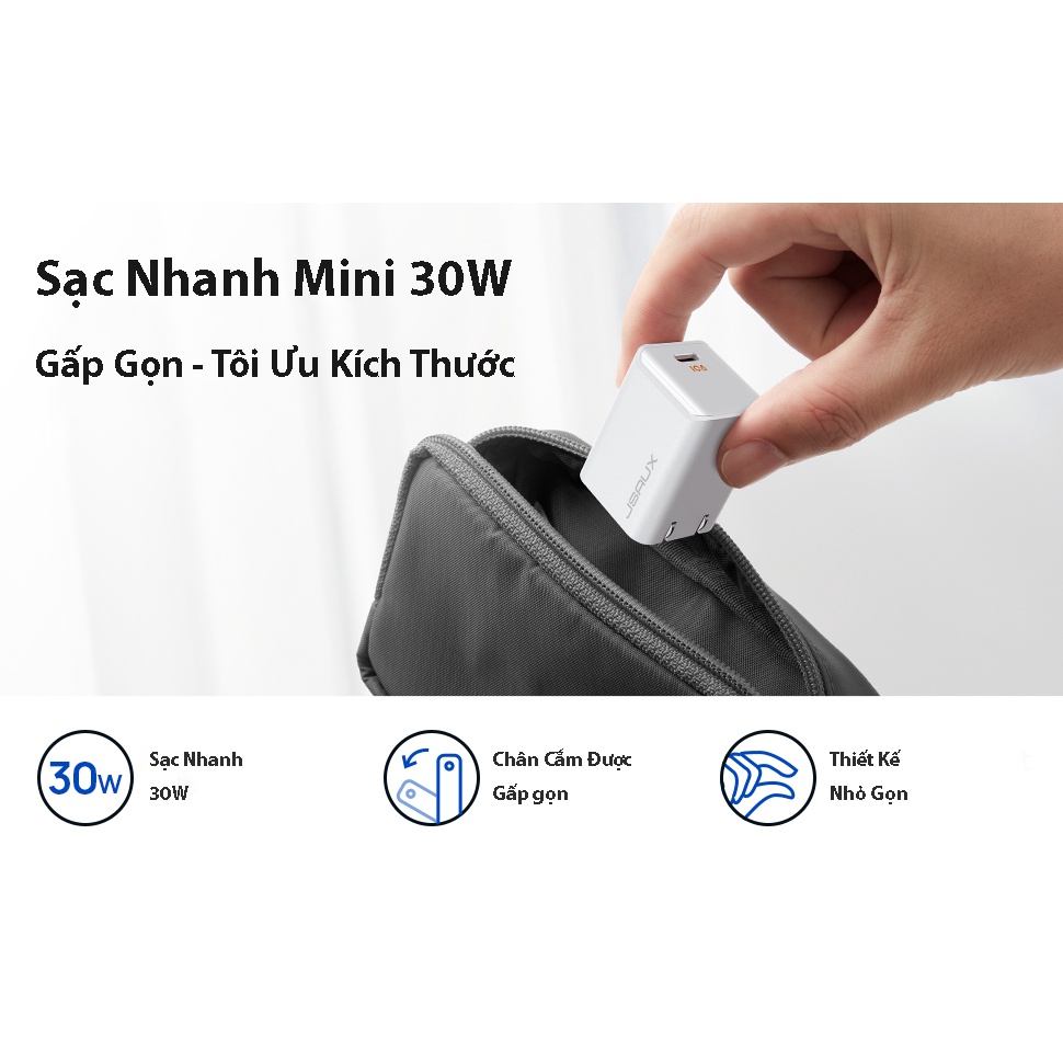 Củ Sạc Nhanh 30W Mini CH3001 JSAUX - Củ Sạc Điện Thoại Nhanh Cho iPhone, iPad, Samsung, Oppo…