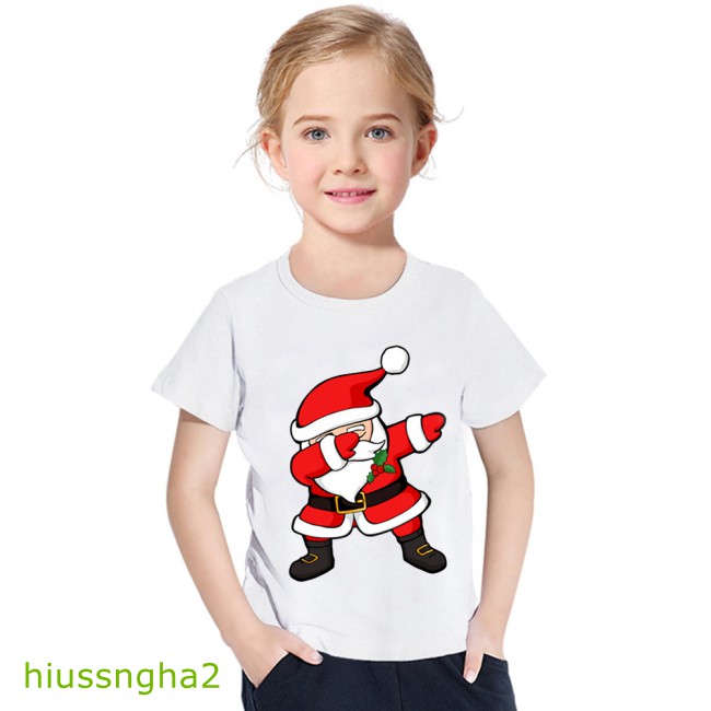 Hàng Có Sẵn Áo Thun Ngắn Tay In Hình Ông Già Noel Cho Bé Trai Và Bé Gái