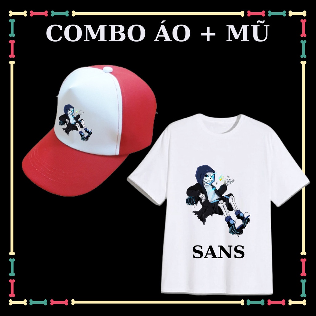 COMBO ÁO + MŨ/NÓN IN HÌNH SANS UNDERTABLE CHO BÉ TRAI