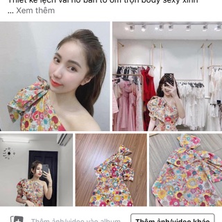 Váy hoa lệch vai 160