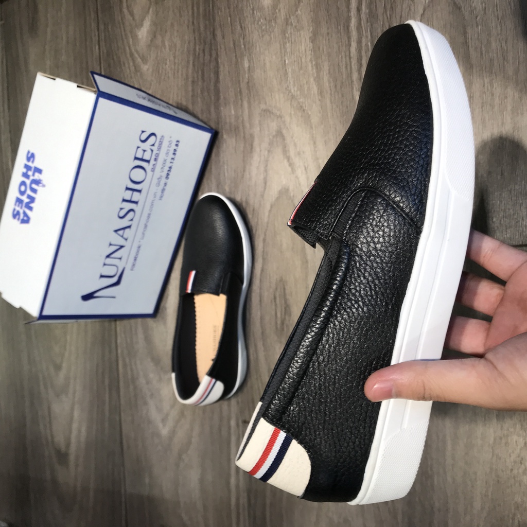 Slip on nữ, giày trung niên da bò thật Lunashoe (711) - lười da nữ tăng chiều cao - bảo hành 2 năm 1 đổi 1