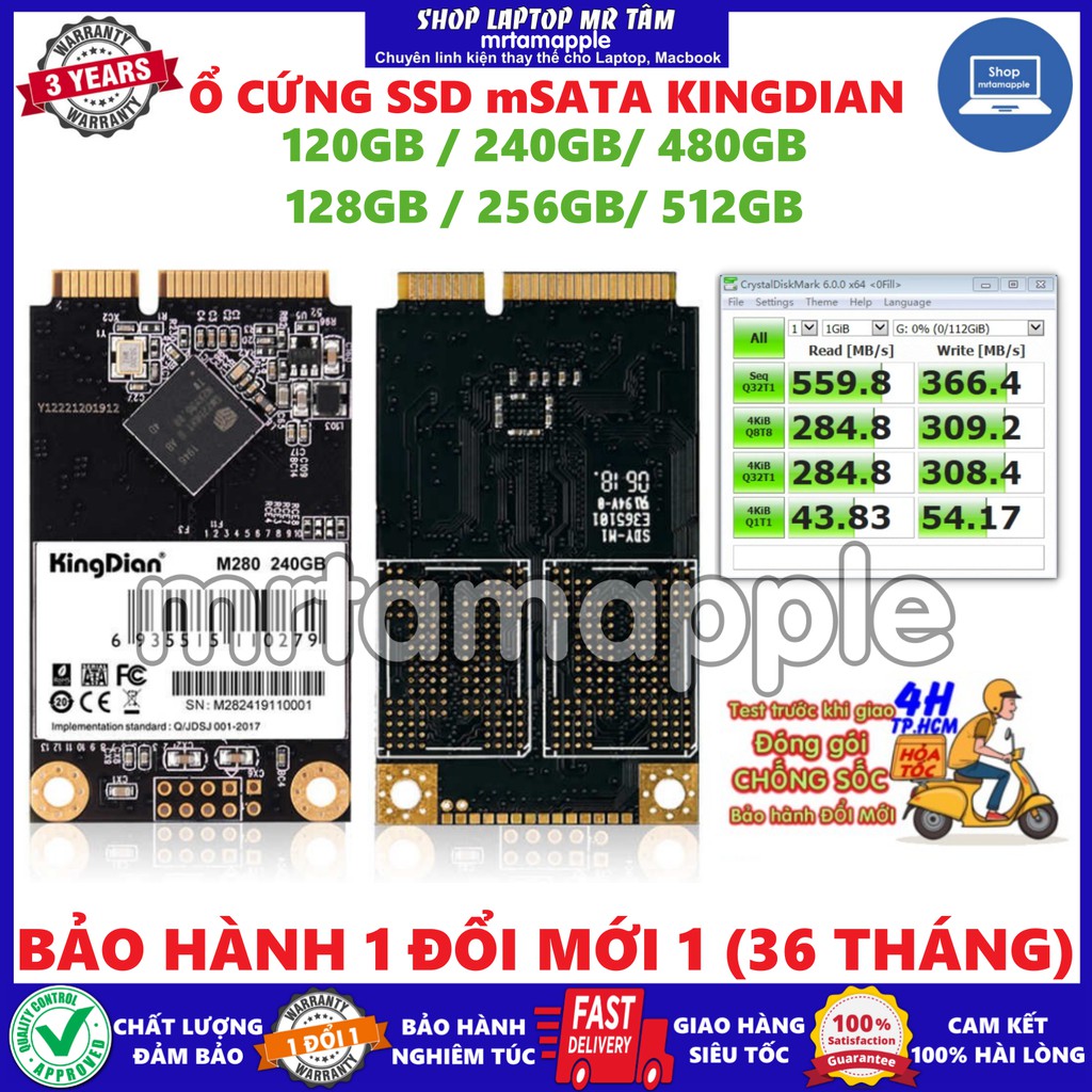 Ổ CỨNG SSD MSATA 3 KINGDIAN M280 128GB 240GB 256GB 512GB TỐC ĐỘ CAO thumbnail
