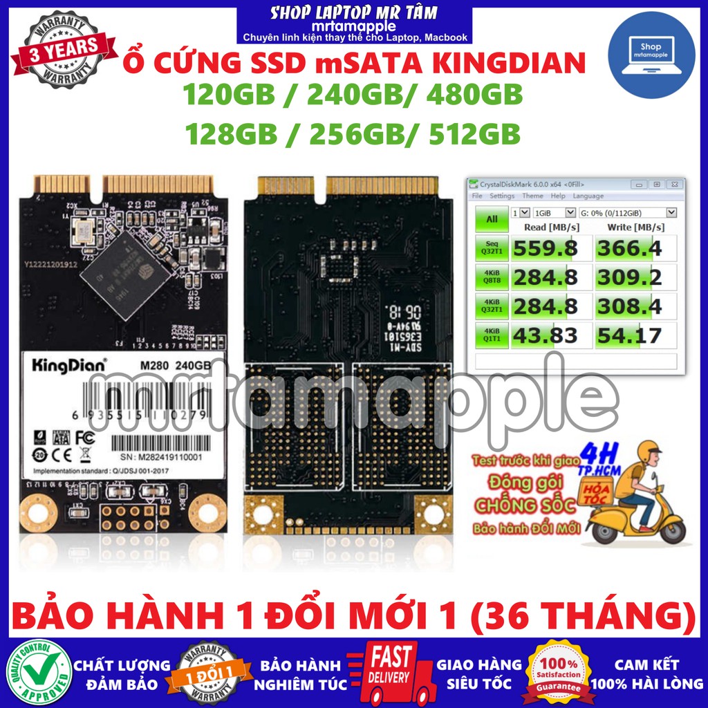 Ổ CỨNG SSD MSATA 3 KINGDIAN M280 (128GB/ 240GB/ 256GB/ 512GB) TỐC ĐỘ CAO