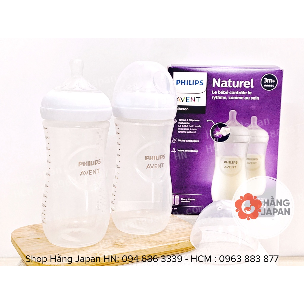 Bình sữa Philips Avent Natural cổ rộng 125ml, 260ml, 330ml mẫu mới 2022