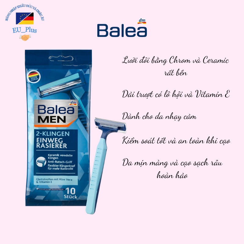 Dao cạo râu Balea men lưỡi kép (túi 10 chiếc) - Đức