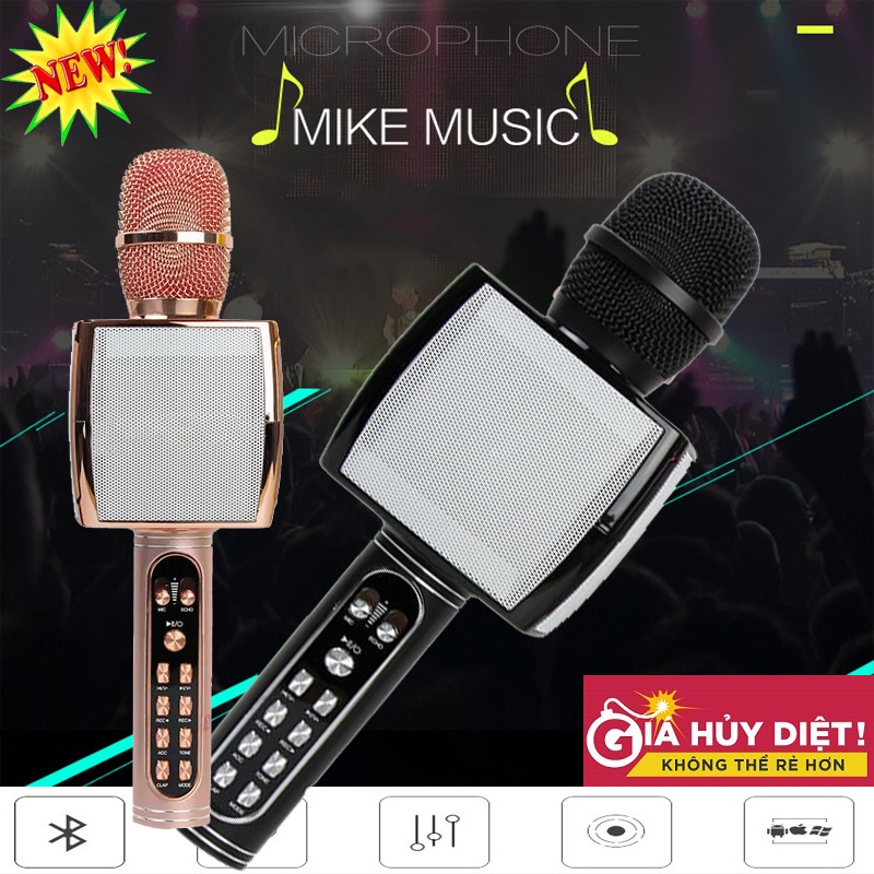 Mic Hát Karaoke Kèm Loa Bluetooth Mic Hát Karaoke Ys - 91 Kèm Loa Blutooth Âm Thanh Sống Động Khả Năng Bắt Và Lọc Âm Tốt