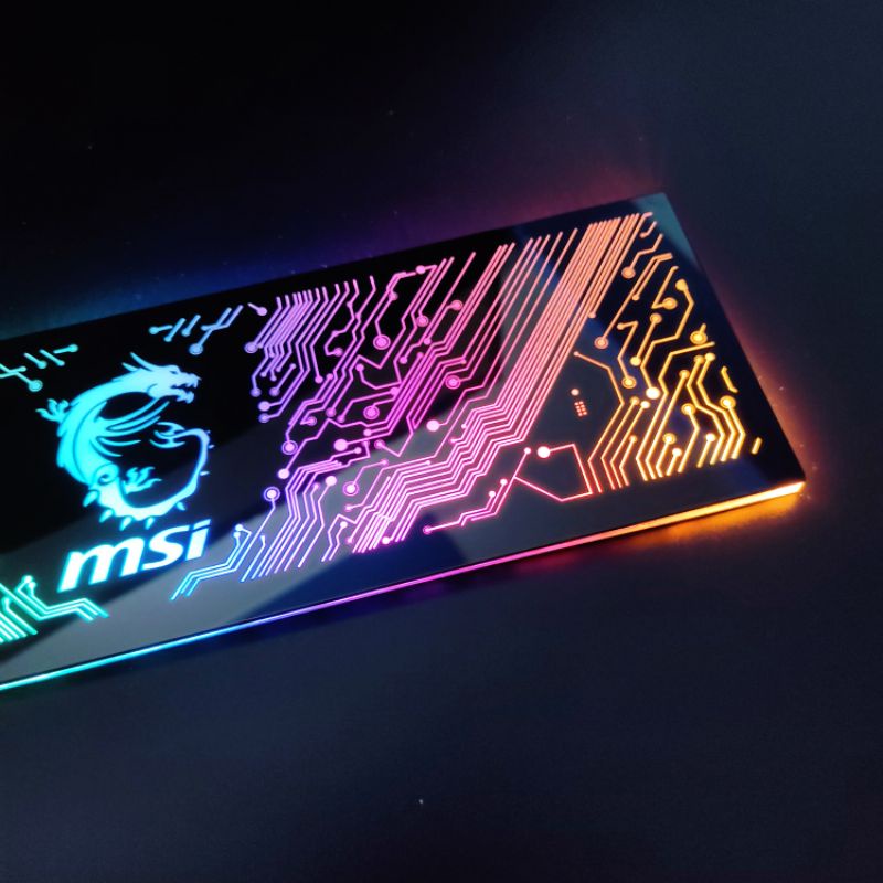 Tấm Che Hộp Nguồn PC Led 5v ARGB Họa Tiết Hình Mạch Điện Vô Cực Logo MSI Đồng Bộ Màu Hub Coolmoon