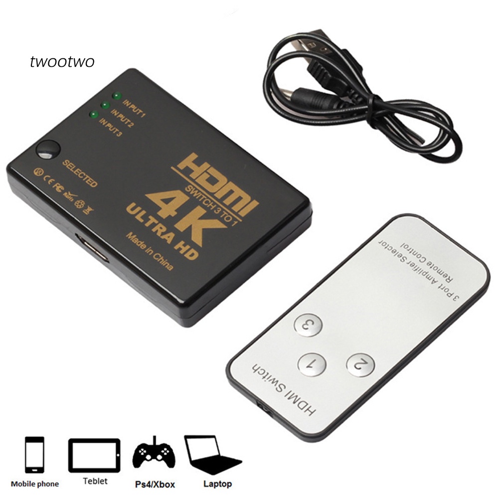 Haio| Hộp Chia Cổng HDMI 3x1 Ra 4x2K 3 Trong 1 Kèm Điều Khiển Từ Xa