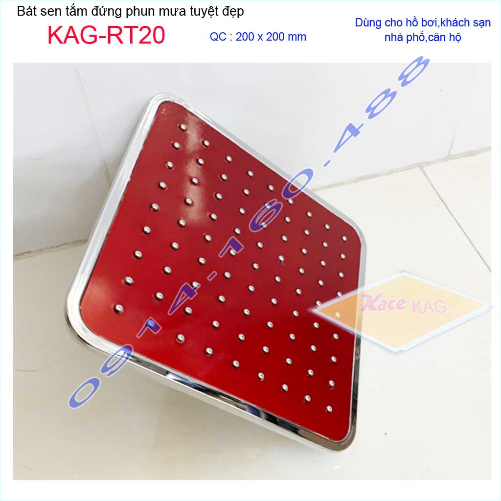 Bát sen tắm đứng vuông 20x20 cm KAG-RT20, đầu sen phun mưa tia nước đều thiết kế mới thời trang sang trọng tuyệt đẹp