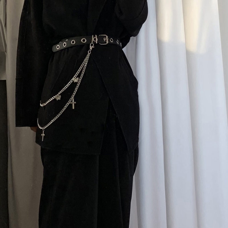 Thắt lưng với dây xích quần jean mặt hình Thánh giá/ bướm kim loại phong cách Gothic Punk Harajuku cho nữ (bán lẻ)