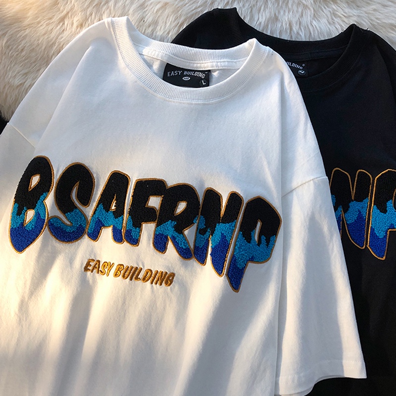 NRVP Áo Thun Nữ Ngắn Tay Dáng Rộng In Họa Tiết Phong Cách Hàn Quốc Mới