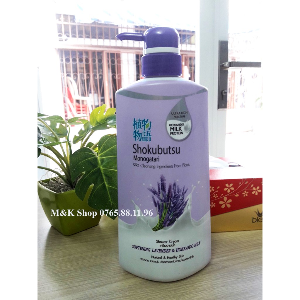 Sữa tắm trắng da Shokubutsu 500ml hoa Lavender &amp; sữa Hokkaido chính hãng 100%