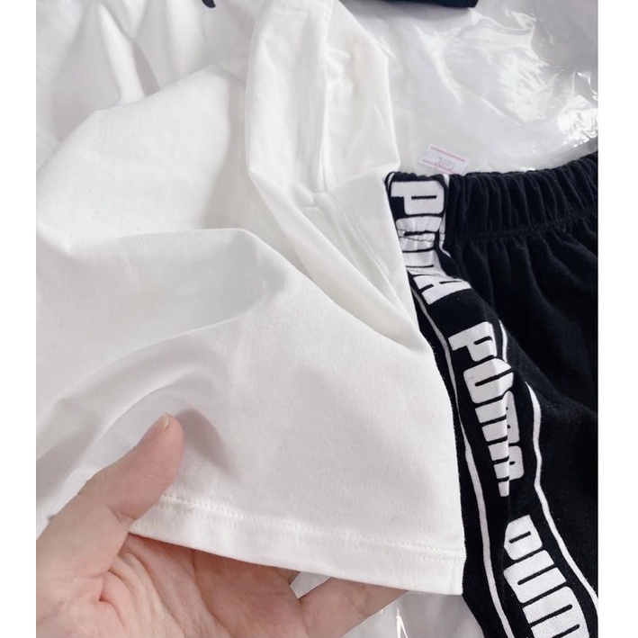 Set bộ thể thao PU.MA nam nữ chất cotton co giãn 🌸 Bộ cộc tay ulzzang trơn basic🌸 Áo cộc quần đùi