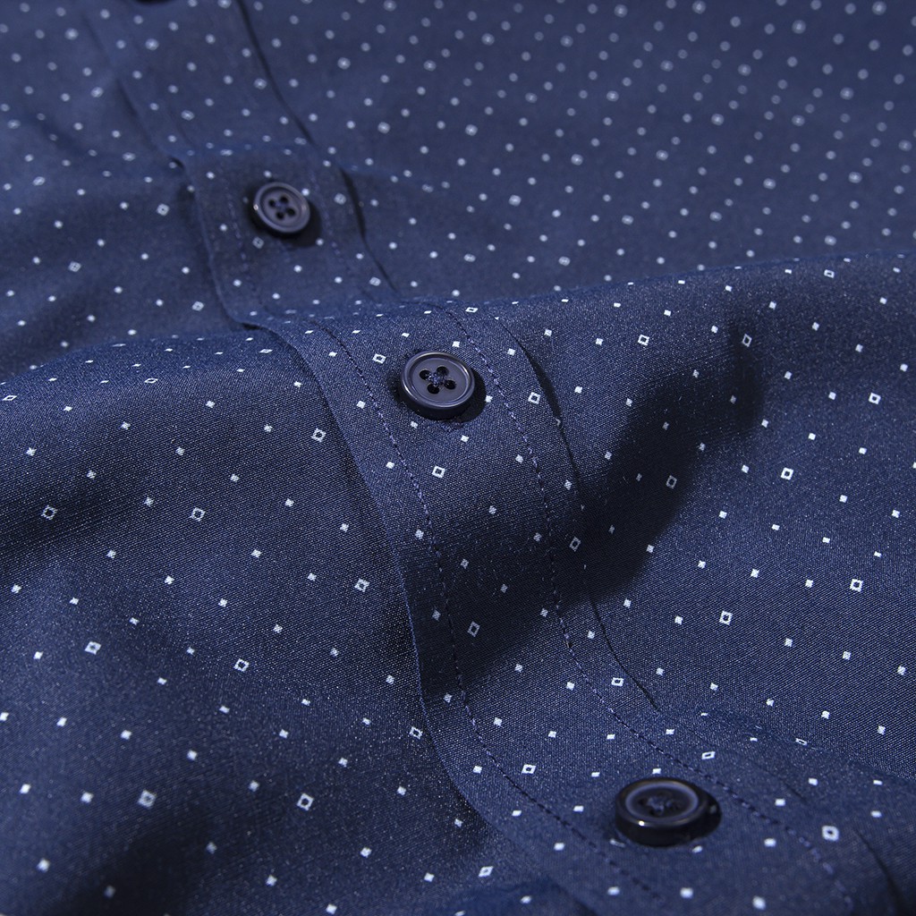 Áo sơ mi nam DOUBLE'D cổ bẻ chấm bi xanh SHT | BigBuy360 - bigbuy360.vn