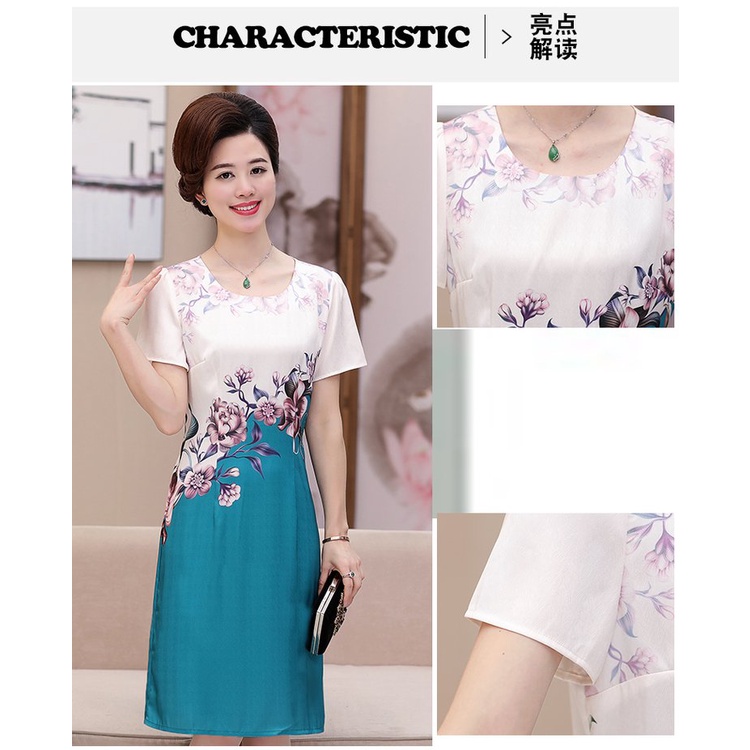 Đầm Hoa Dáng Ôm Phong Cách Phương Tây Thời Trang Mùa Hè Sang Trọng Cho Nữ Trung Niên