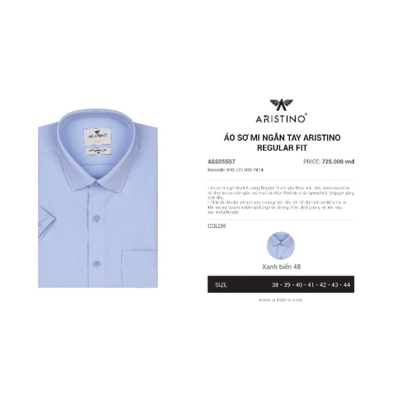 Sơ mi ngắn tay Aristino size 44