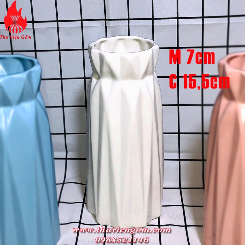 Lọ hoa gốm sứ Lọ hoa trang trí Decor men trắng Pastel Bát Tràng