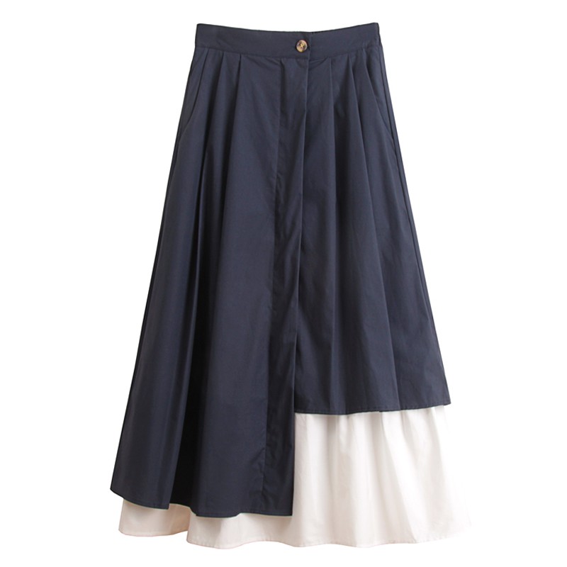 Chân Váy Dài Phối Lệch 2 Màu Đen Trắng, Dáng Ulzzang dài chất liệu đẹp CV009 | BigBuy360 - bigbuy360.vn