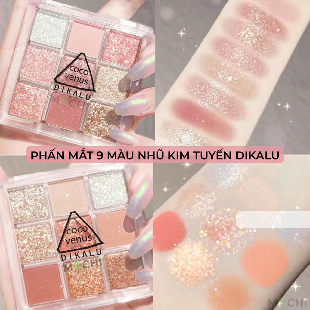 Bảng Phấn Mắt 9 Màu Tông Nâu Cam Vàng Nhũ Kim Tuyến Dikalu Phong Cách Trang Điểm Hàn Quốc MOCHI SHOP