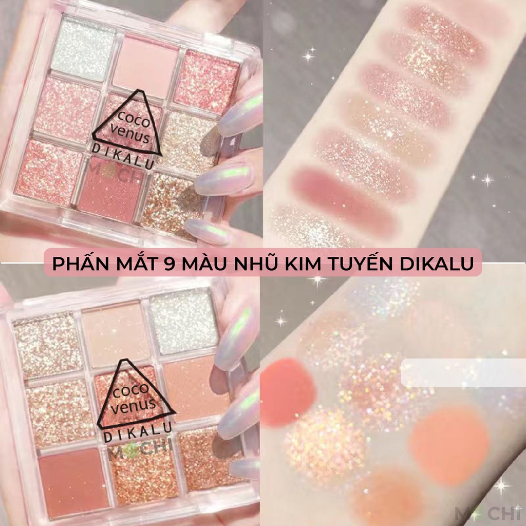 Bảng Phấn Mắt 9 Màu Tông Nâu Cam Vàng Nhũ Kim Tuyến Dikalu Phong Cách Trang Điểm Hàn Quốc MOCHI SHOP