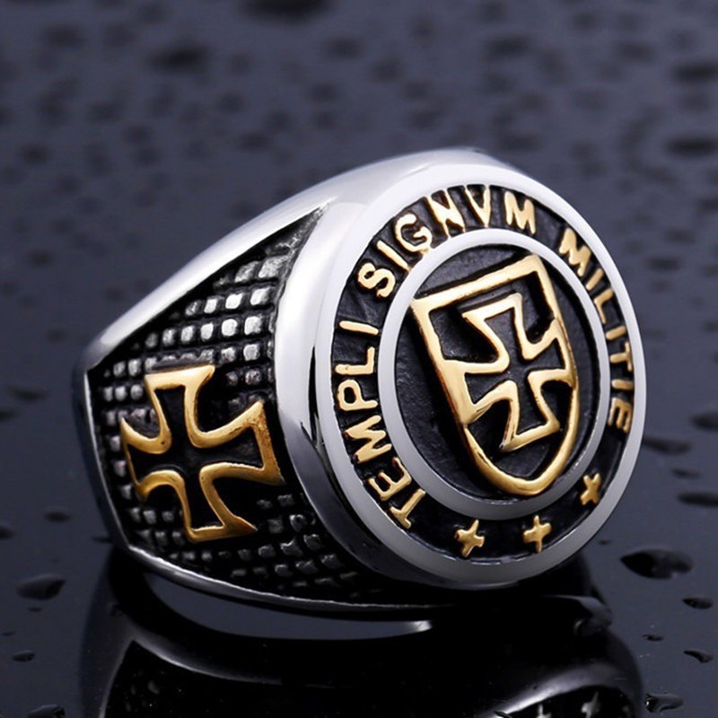 Nhẫn hiệp sĩ Thập tự giá thép titan thời trang nam