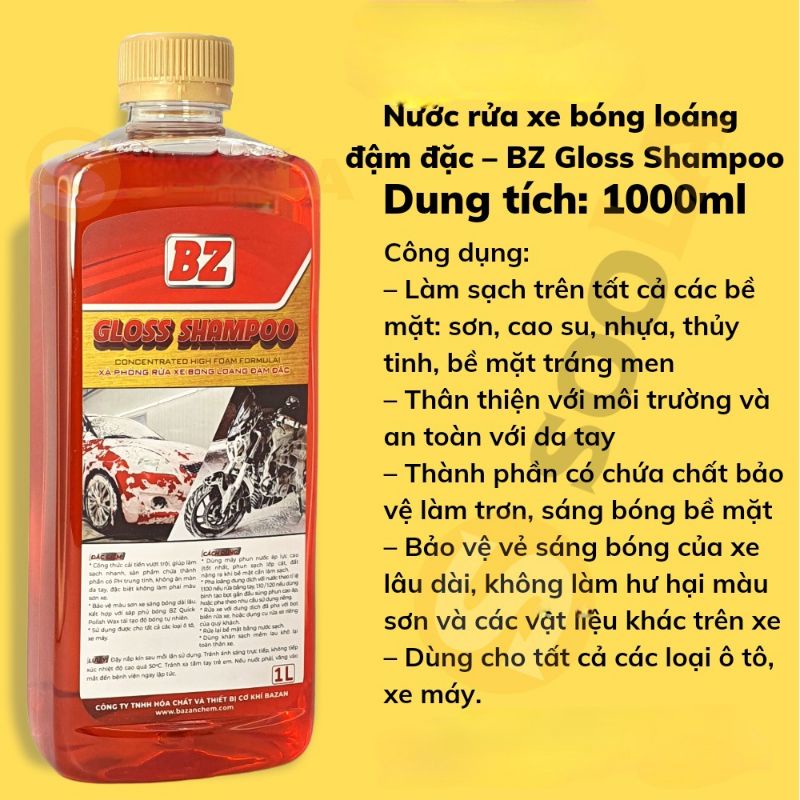Nước rửa BỌT TUYẾT BZ 1L - đậm đặc chuyên rửa xe máy - ô tô