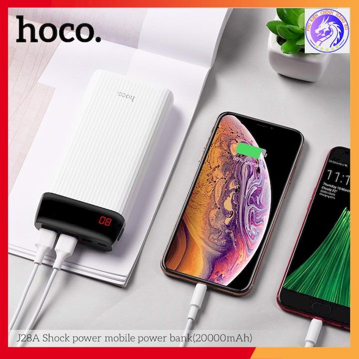 PIN DỰ PHÒNG POLYMER A+ 2 CỔNG USB 2.0A 20000MAH HOCO J28A - MÀN HÌNH LED