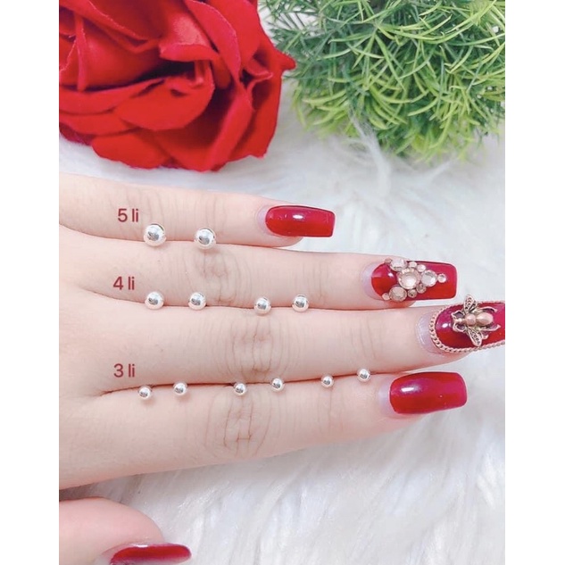 Bông tai nữ nụ đinh bạc 925 đu size 3/4/5li  - trang sức bạc Hoà Thảo HTJ