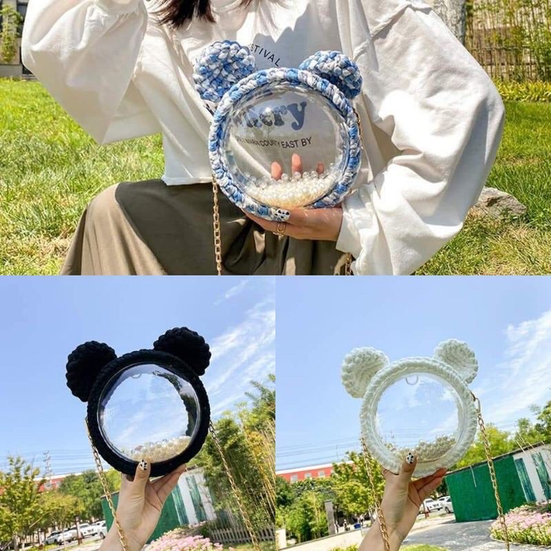 Túi đeo chéo HandMade tự đan đầu gấu
