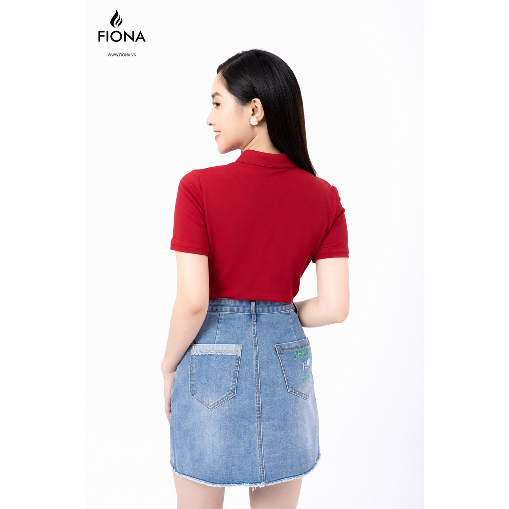 Áo thun nữ, bổ trụ mở khuy thân trước cửa tay lơ vê - F521183 [FIONA]