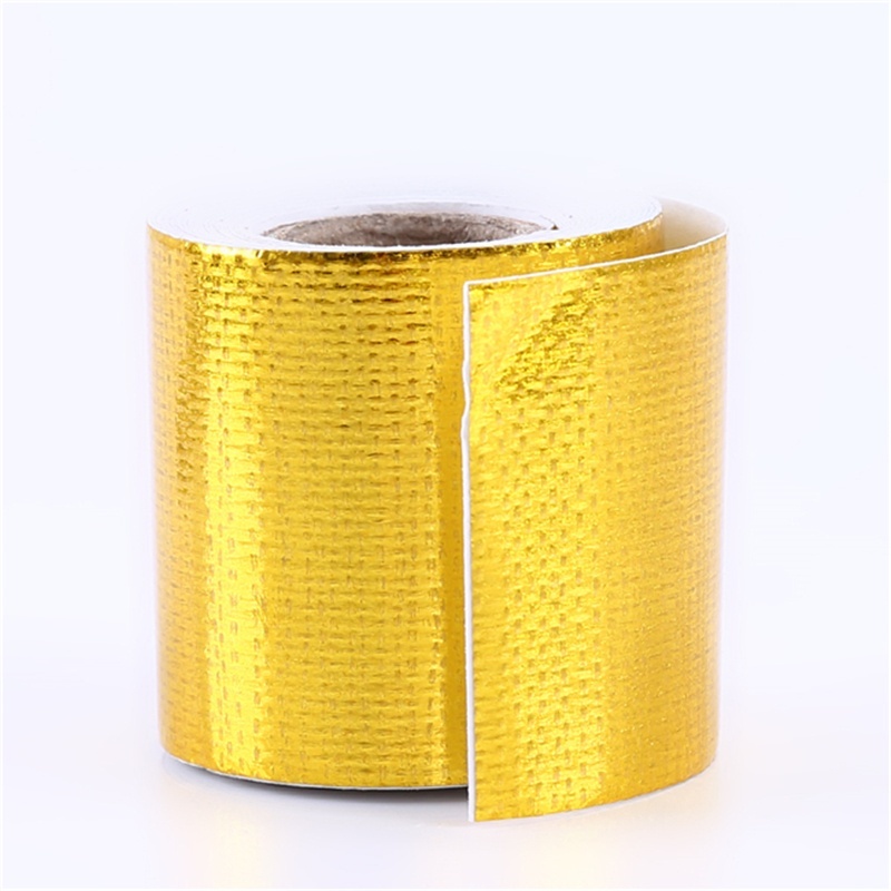 1 Roll Adhesive Reflective Gold High Temperature Heat Shield Wrap Tape Car Fashion Accessories Car Decal