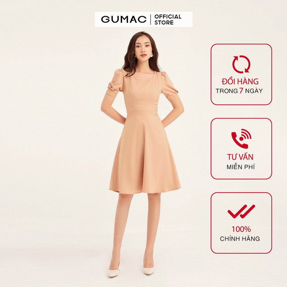 [Mã WABRGU100 giảm 15% đơn 249K tối đa 100k] Đầm nữ ôm body GUMAC basic, màu be đủ size quyến rũ DB1121