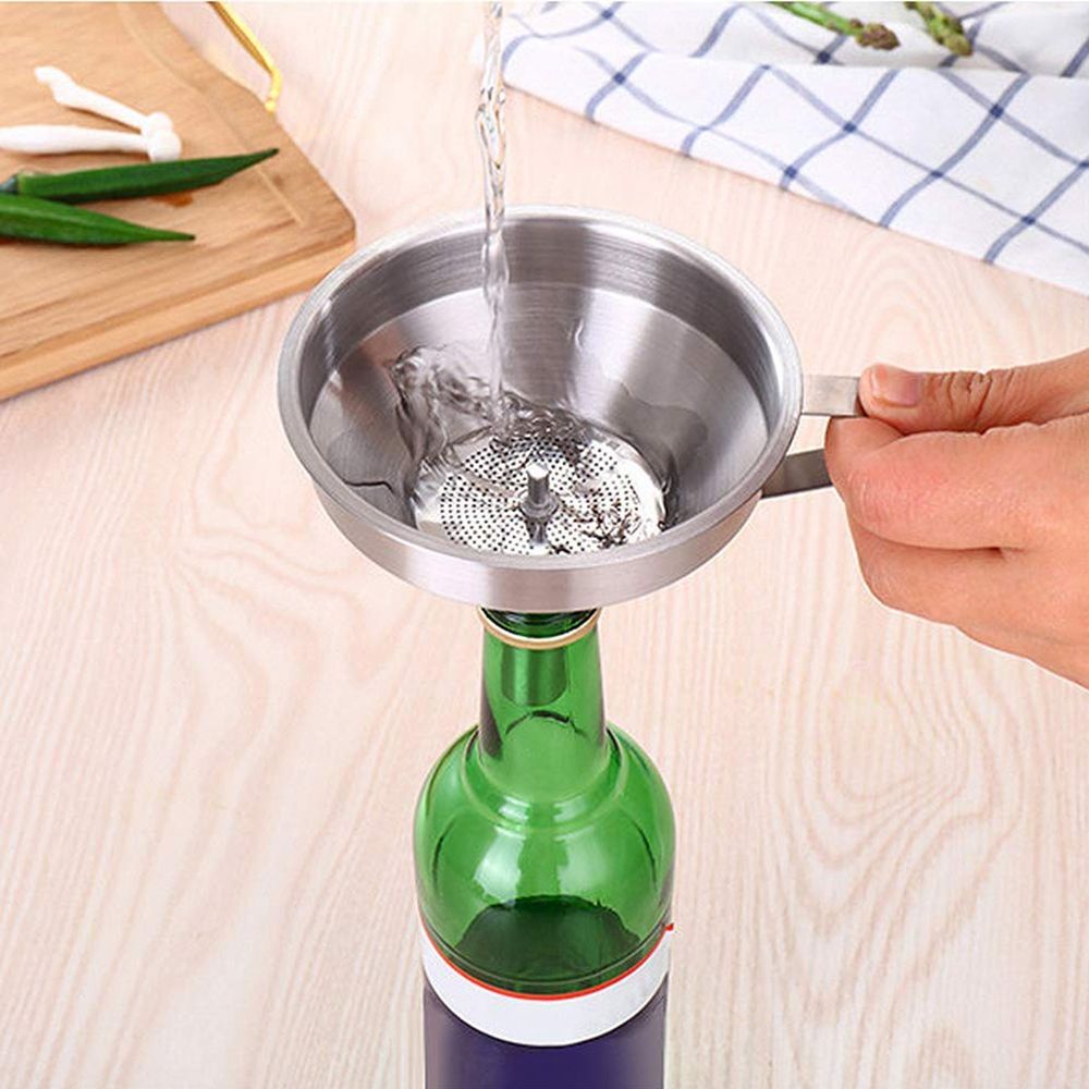 Phễu Lọc Dầu Bằng Thép Không Gỉ Có Thể Tháo Rời Tiện Dụng Cho Nhà Bếp