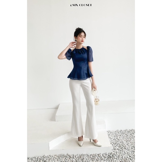 Quần suông loe trơn trắng