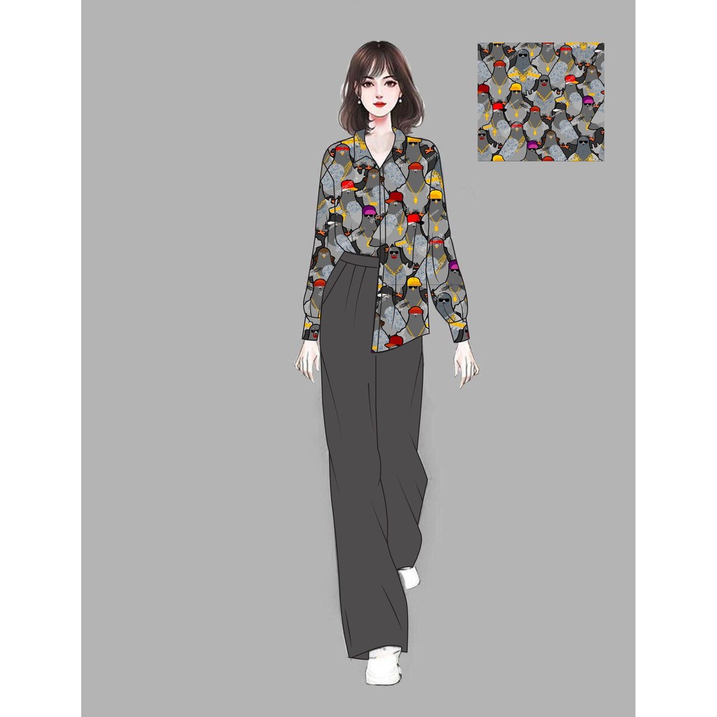 Áo Sơ Mi Dài Tay Nữ Delys - Áo Sơ Mi Lụa Họa Tiết Sang Chảnh Hàng Thiết Kế Mới Nhất 2021