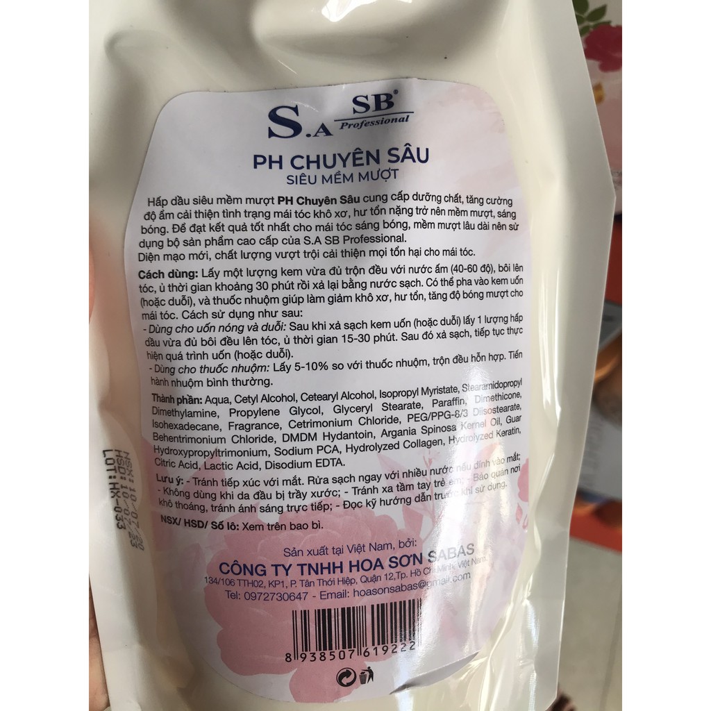 [FREE SHIP] KEM HẤP PHỤC HỒI TÓC CHUYÊN SÂU SB SIÊU MỀM MƯỢT- (500ml) - túi trắng - mã 0059