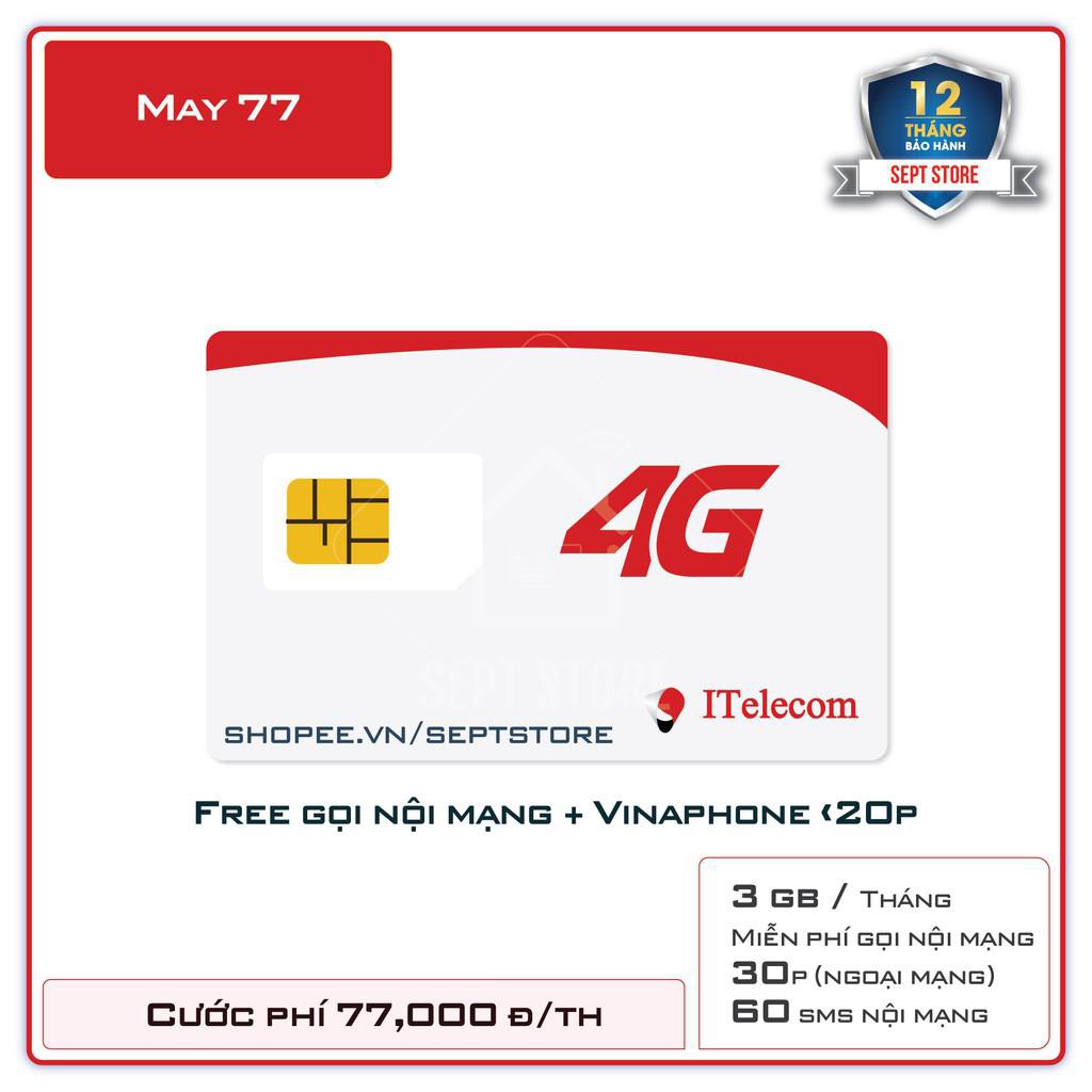 Sim 3G/4G Giá Rẻ,Gói Cước Lớn 77k Được Tặng 90Gb,Gọi Nội Mạng Miễn Phí