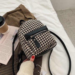Balo Nữ Mini Vải Dạ Caro Chéo