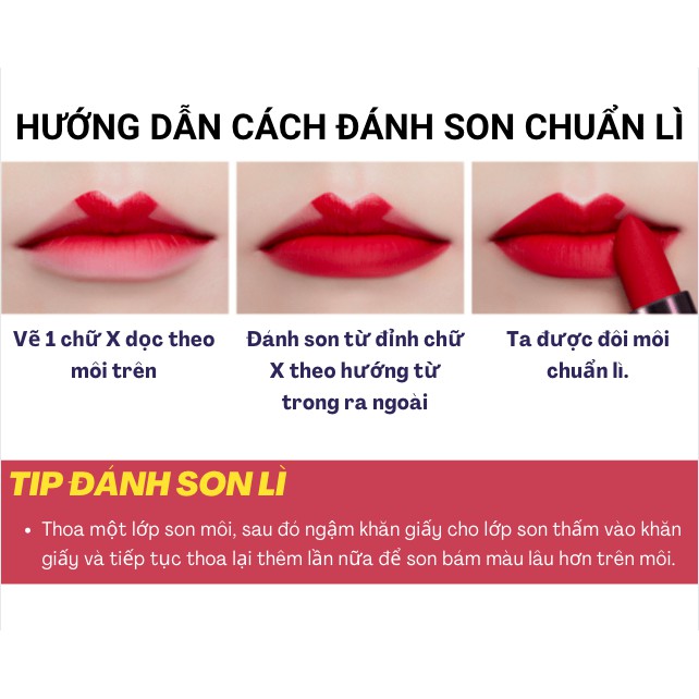 Son lì không trôi có dưỡng chính hãng Hàn Quốc son dưỡng môi lên màu chuẩn bền lâu trôi có thể thay thế son blackrouge.