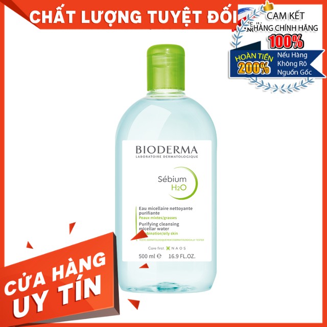 [HÀNG NHẬP KHẨU] Dung Dịch Làm Sạch Và Tẩy Trang, Nước Tẩy Trang Công Nghệ Micellar Bioderma Sebium H2O - 500ml