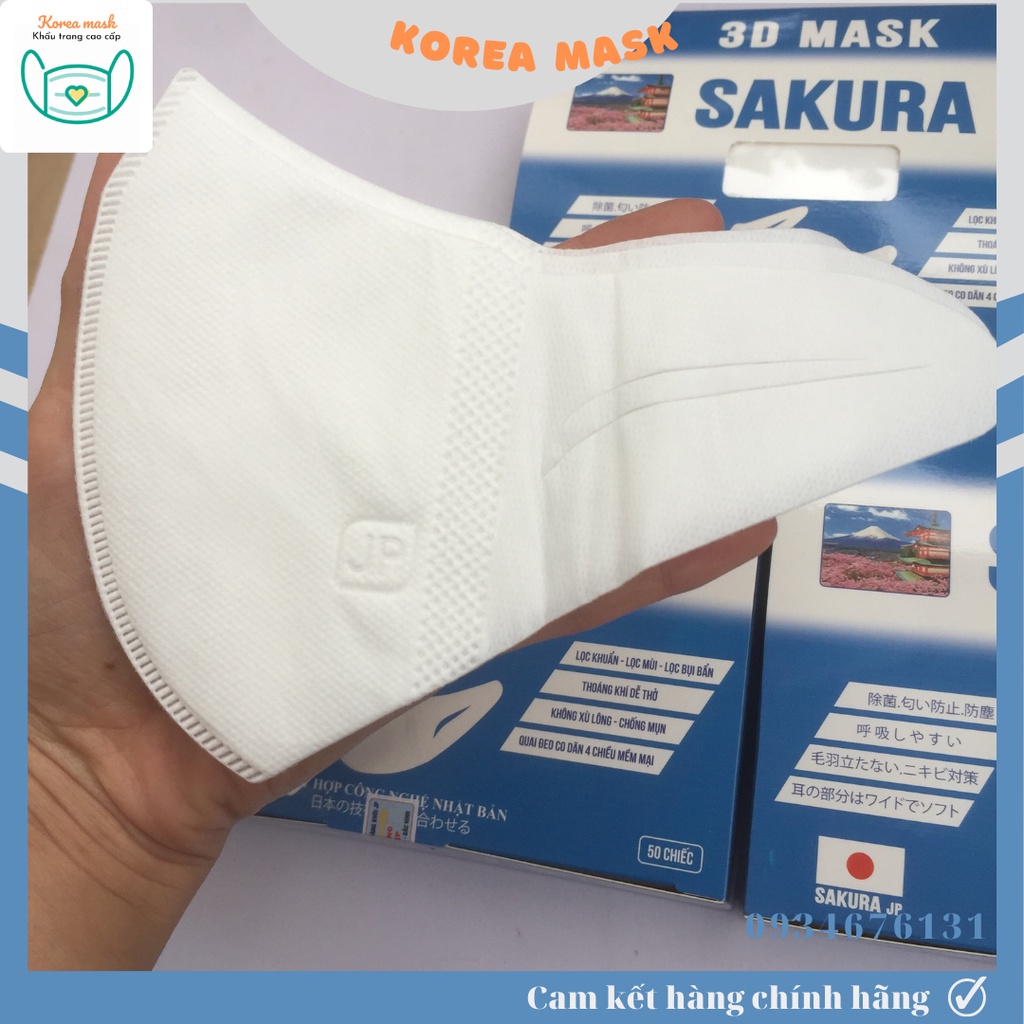 HỘP 50 CÁI KHẨU TRANG Y TẾ 3D LONG HƯNG - SAKURA MASK NGƯỜI LỚN QUAI ĐEO SIÊU MỀM MẠI, KHÁNG KHUẨN 99%