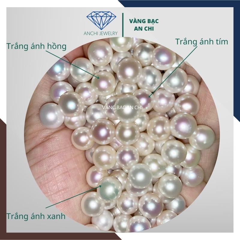 Hạt trai tròn xoe gắn nhẫn / bông tai / mặt dây chuyền, độ bóng 5A không vết sinh trưởng. Anchi jewelry
