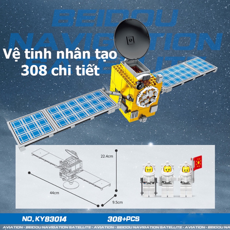 Đồ chơi lắp ghép tàu khám phá mặt trăng, vệ tinh và robot  KAVY khám phá khoa học không gian đa chiều